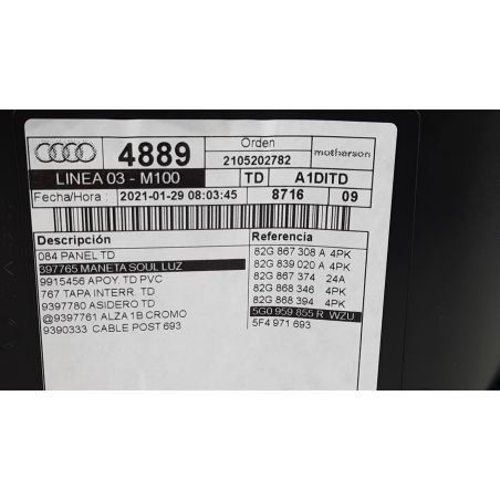 Hintere rechte Türverkleidung für AUDI A1 SPB 35 TFSI BER 5P/B/1498CC 82G867378