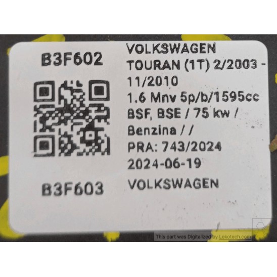 motorino alzacristalli anteriore destro für VOLKSWAGEN Touran (1t) 1.4 16V TSI Mnv 1T0959702SZ03